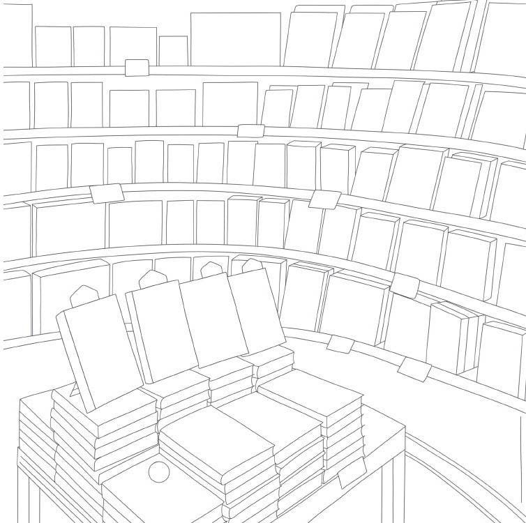 Cozy Bookshops: Colouring Book
