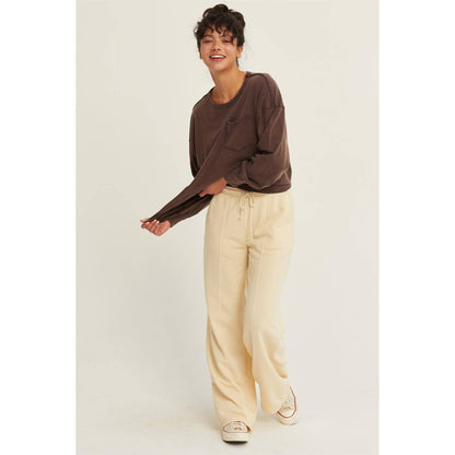 HIGH-WAIST DRAWSTRING PANTS: ALPACA