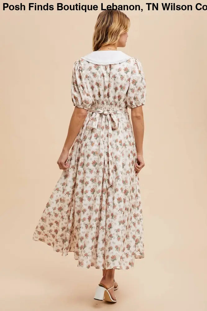 DOLL COLLAR BUTTON DOWN FLORAL DRESS: VINTAGE ROSE - Posh Finds