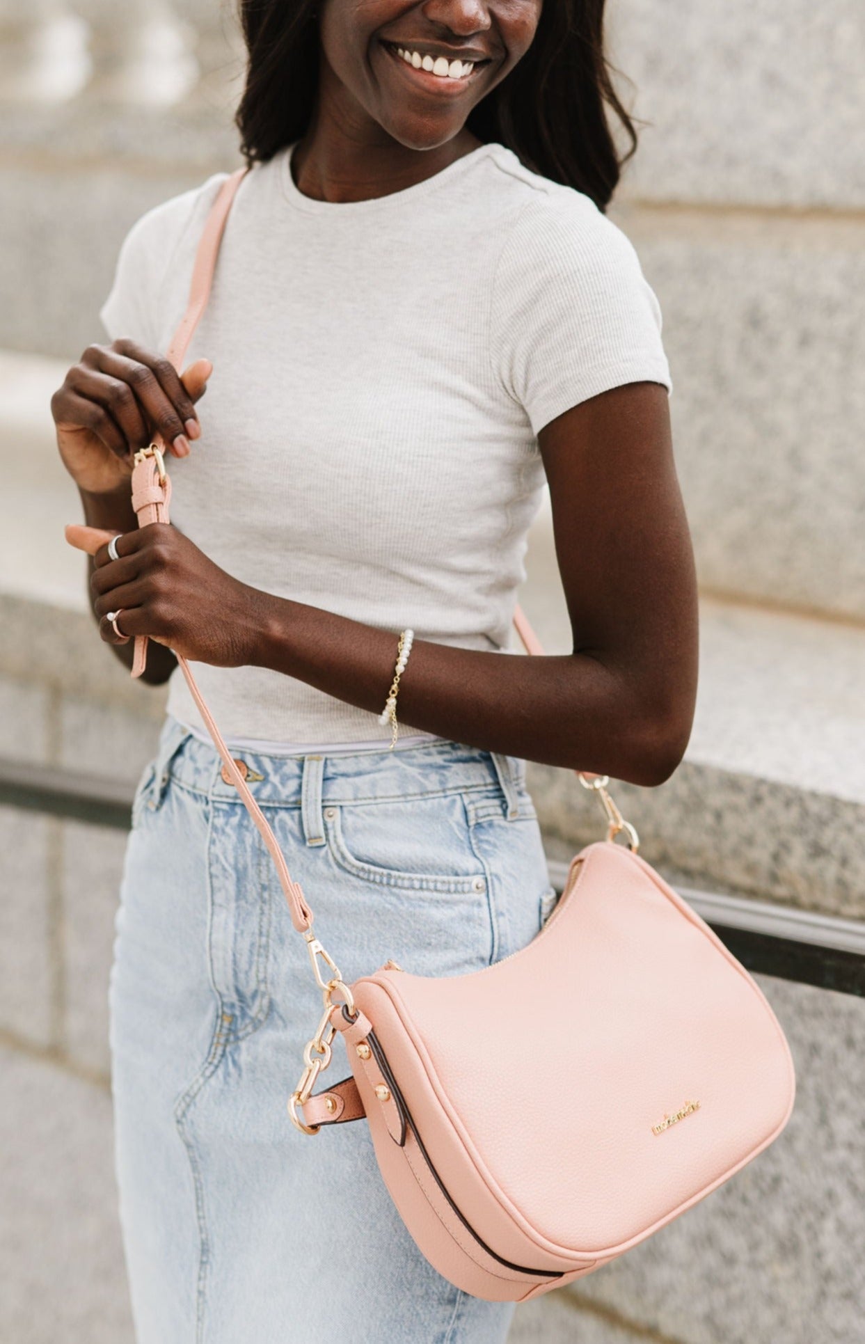 Ashton Saddle Crossbody Purse Handbag Pink or Taupe