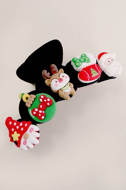 CHRISTMAS HOLIDAY HAIR CLAW CLIPS BROWN or BLACK