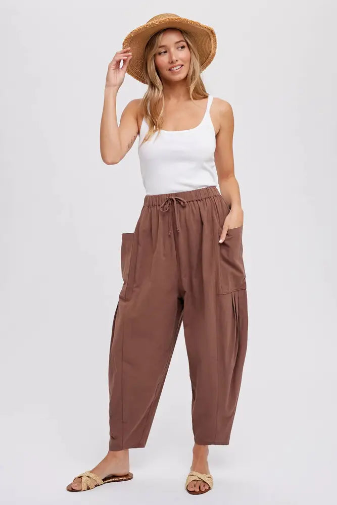 EFFORTLESS HAREM PANTS: MOCHA / S