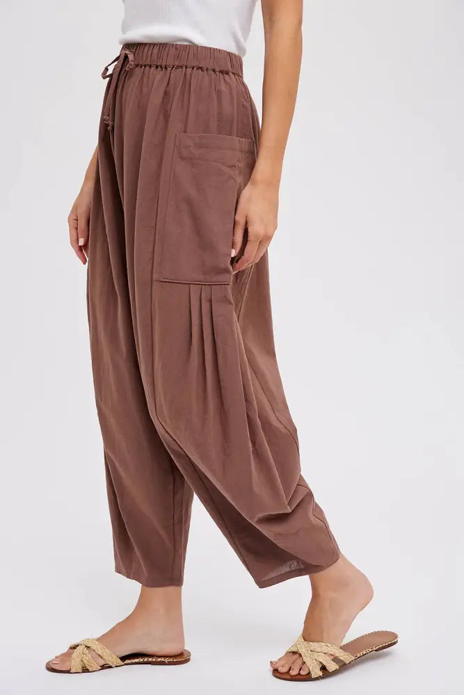 EFFORTLESS HAREM PANTS: MOCHA / S