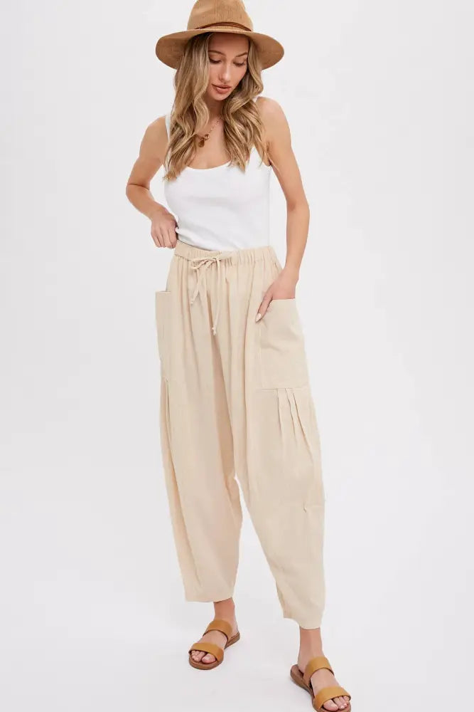 EFFORTLESS HAREM PANTS: OLIVE / M