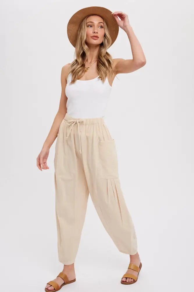EFFORTLESS HAREM PANTS: OLIVE / M