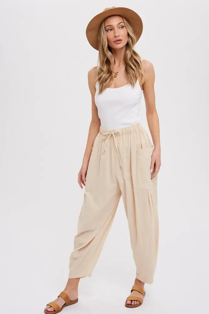 EFFORTLESS HAREM PANTS: OLIVE / M