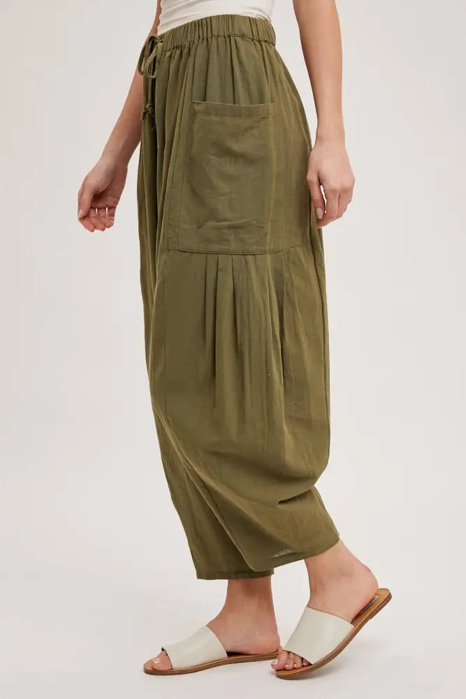 EFFORTLESS HAREM PANTS: OLIVE / S