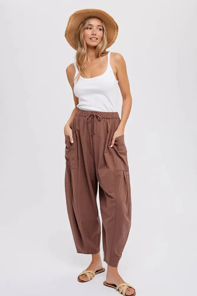 EFFORTLESS HAREM PANTS: OLIVE / S