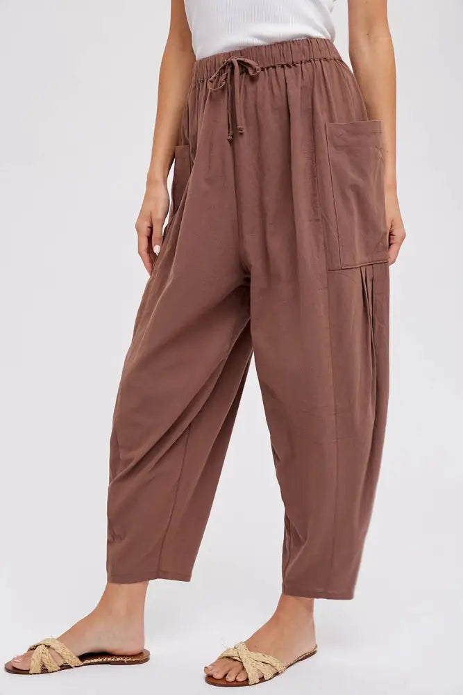 EFFORTLESS HAREM PANTS: OLIVE / S