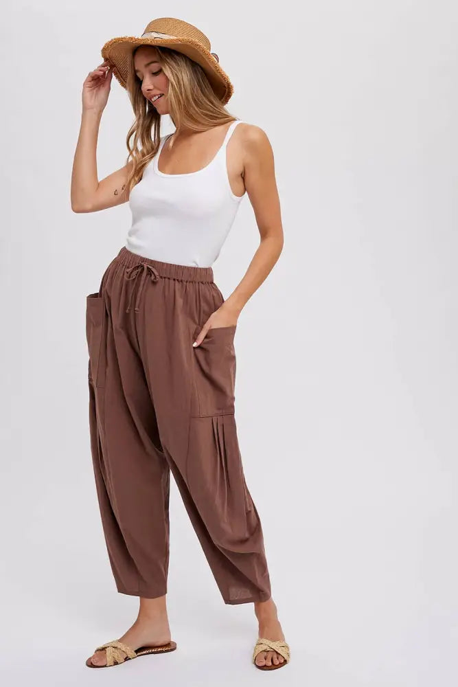 EFFORTLESS HAREM PANTS: OLIVE / S