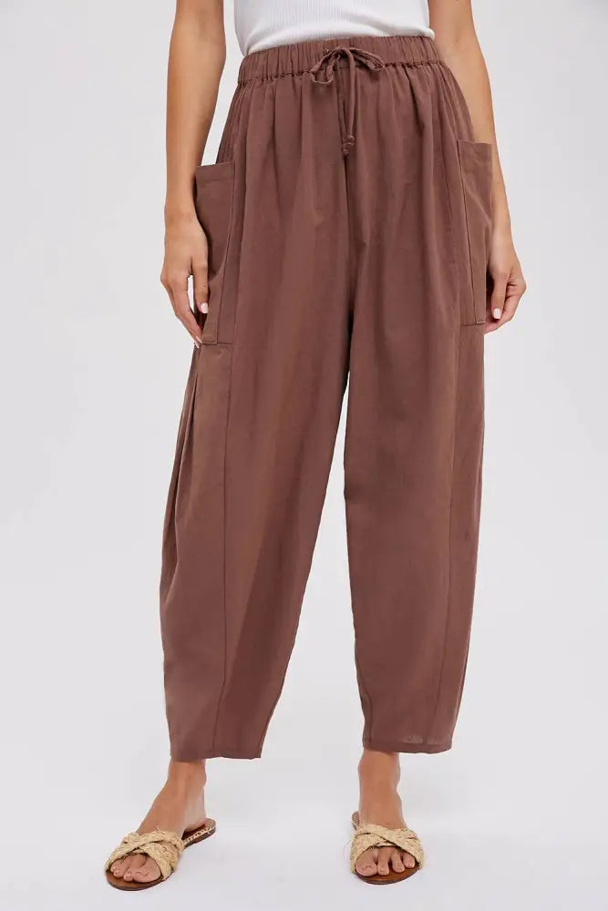 EFFORTLESS HAREM PANTS: OLIVE / S
