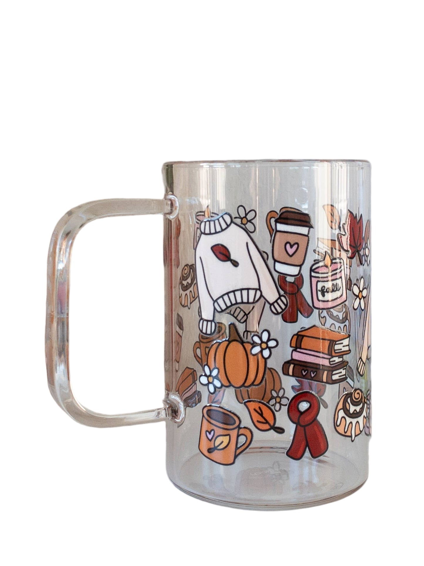 Fall Glass Mug for Book Lovers – 18 oz