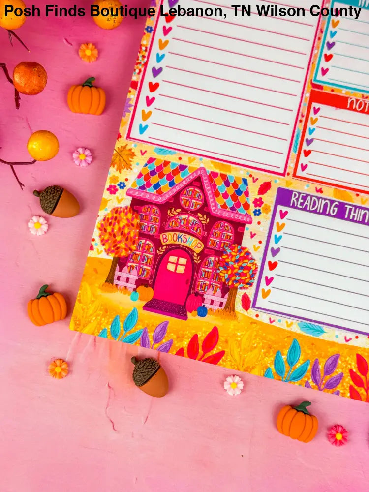 Fall Bookshop Daily Planner Notepad - Posh Finds