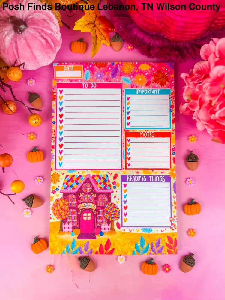 Fall Bookshop Daily Planner Notepad - Posh Finds