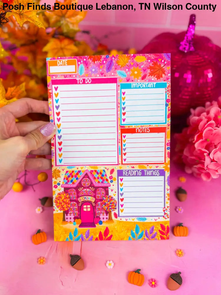 Fall Bookshop Daily Planner Notepad - Posh Finds