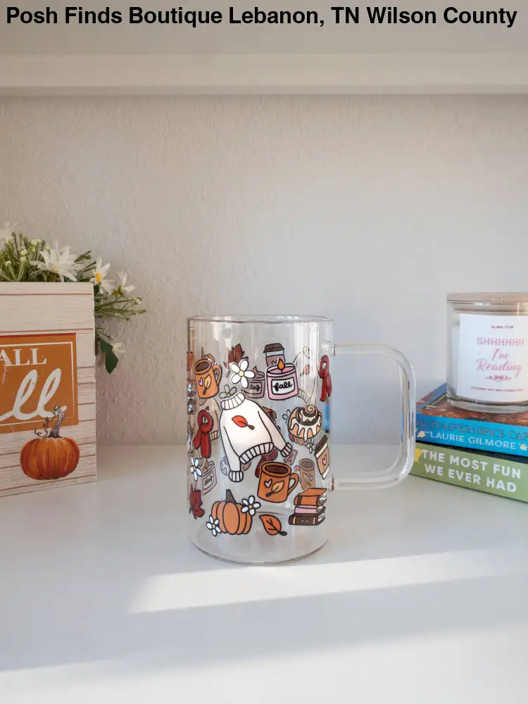 Fall Glass Mug for Book Lovers – 18 oz - Posh Finds