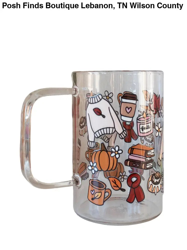 Fall Glass Mug for Book Lovers – 18 oz - Posh Finds