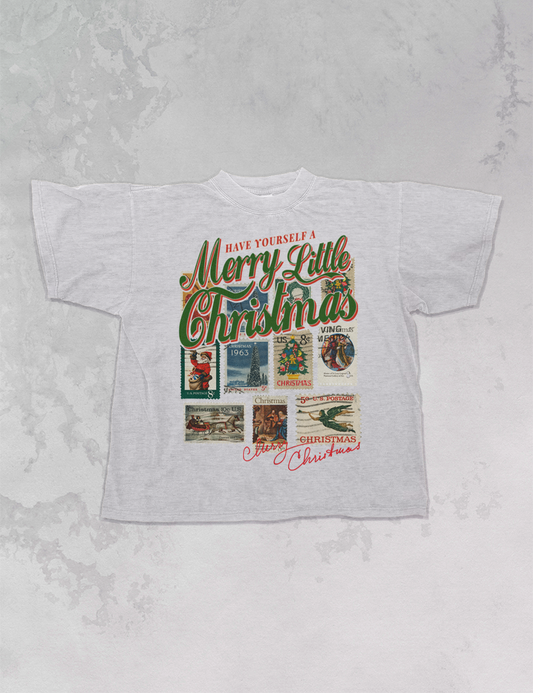 Have a Merry Christmas, Stamps Oversized T-Shirt: Ash Gray