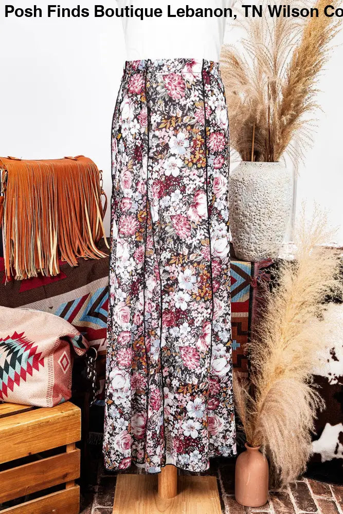 Floral Print High Waist Maxi Skirt - Posh Finds