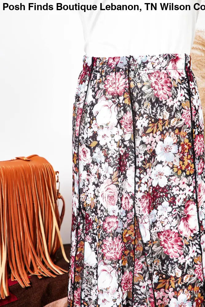 Floral Print High Waist Maxi Skirt - Posh Finds
