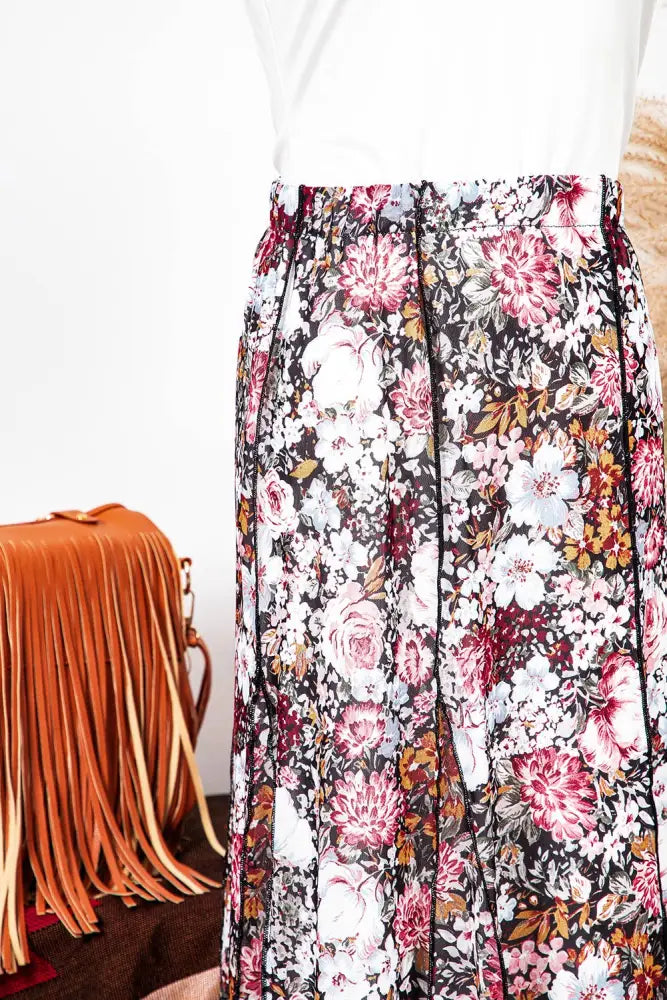 Floral Print High Waist Maxi Skirt - Posh Finds