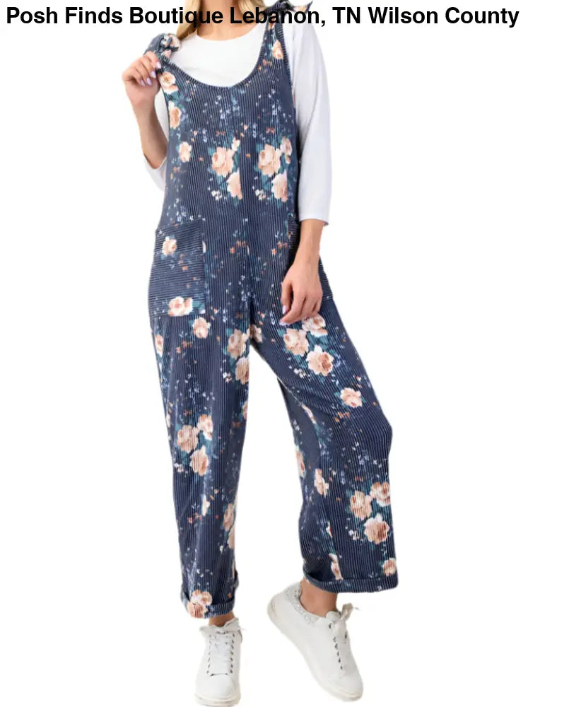 FLORAL PRINT JUMPSUIT COCOA - Posh Finds
