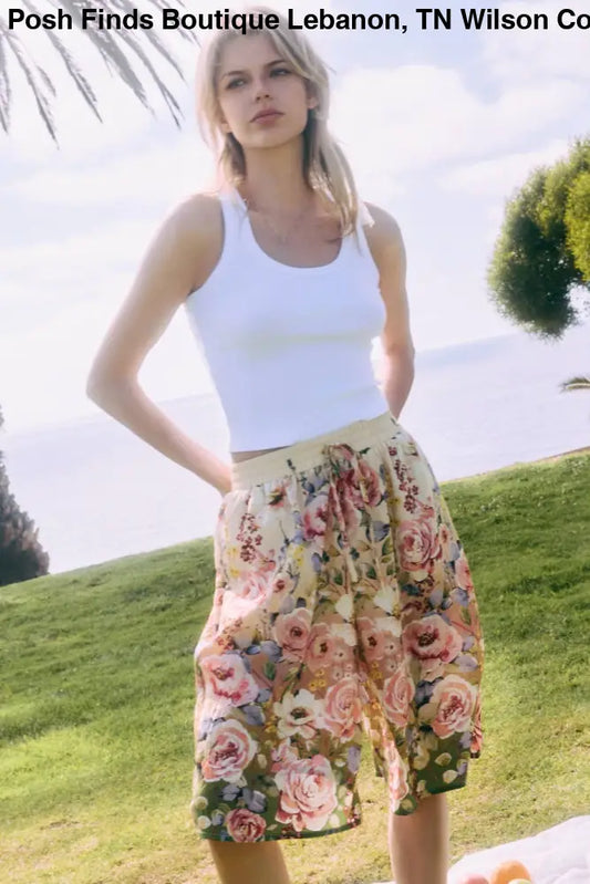 Floral Printed Pull-on Culottes: Spring Garden