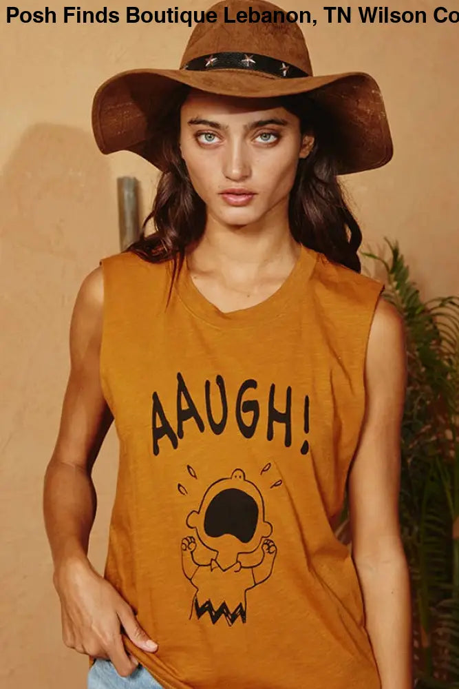 Front Graphic Print Tank Top: IVORY - Posh Finds