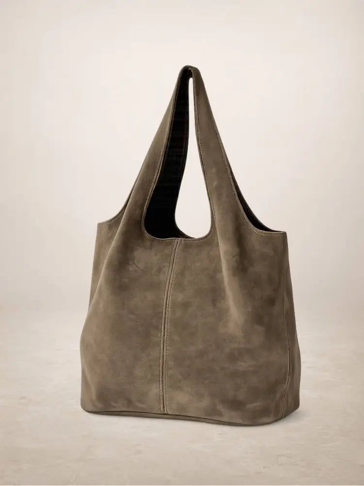 GIANNINA - Suede leather bag: Taupe oscuro