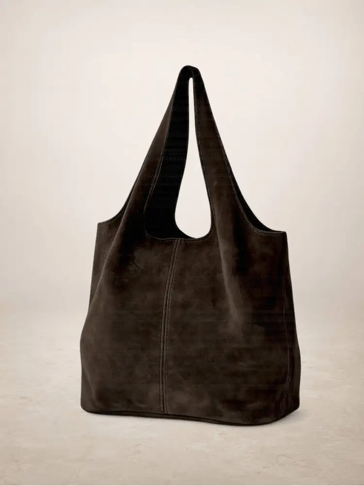 GIANNINA - Suede leather bag: Taupe oscuro