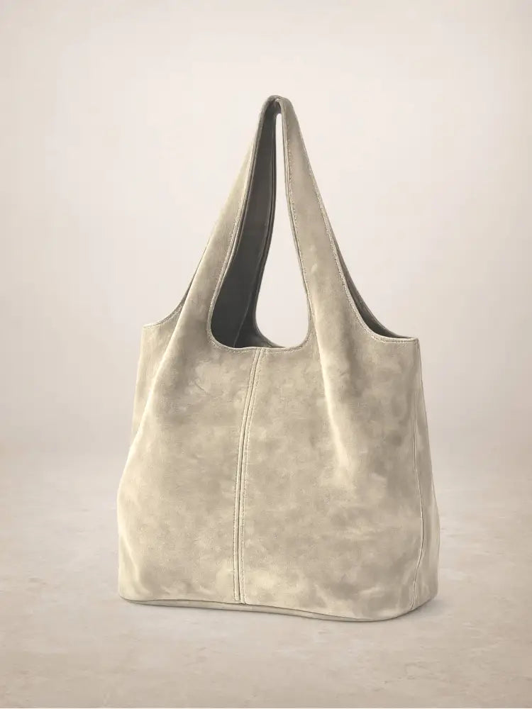 GIANNINA - Suede leather bag: Taupe oscuro
