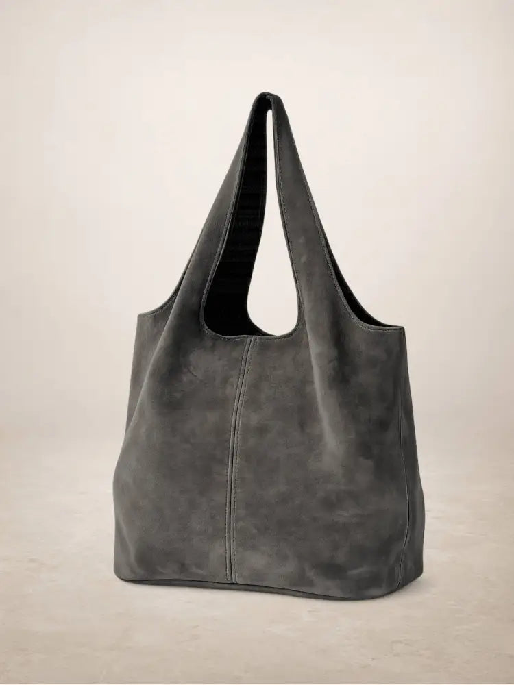 GIANNINA - Suede leather bag: Taupe oscuro