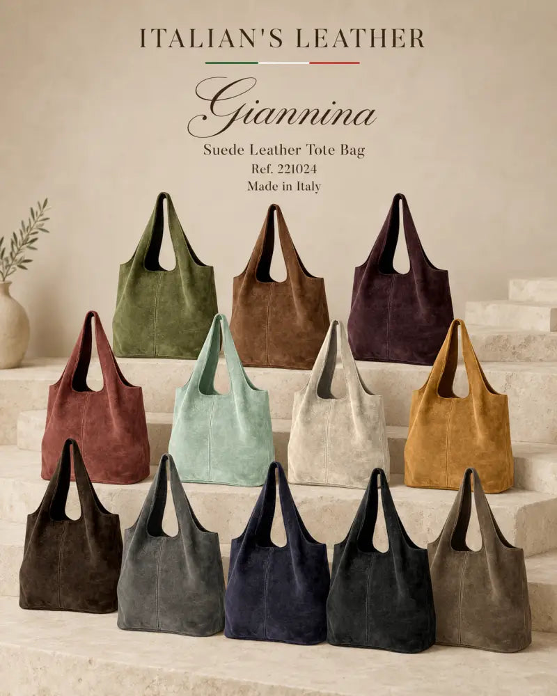 GIANNINA - Suede leather bag: Taupe oscuro
