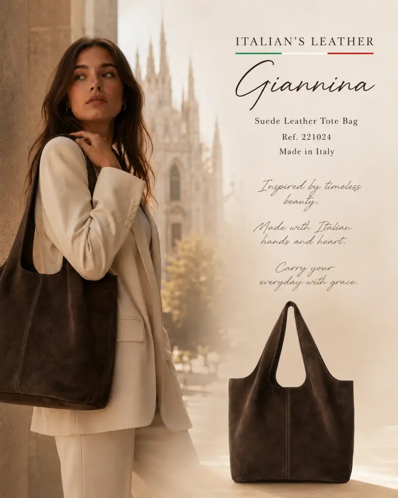 GIANNINA - Suede leather bag: Taupe oscuro