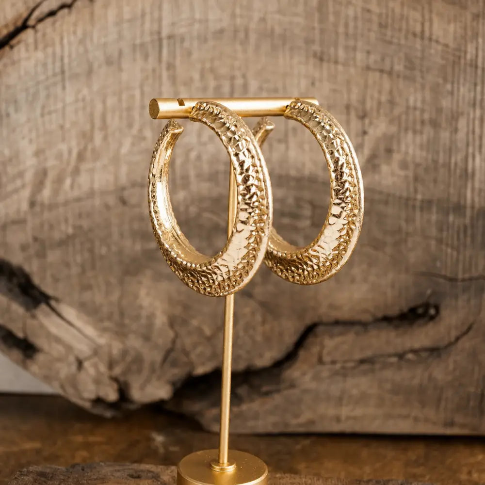 Gilded Echo – Textured Statement Hoop Earrings