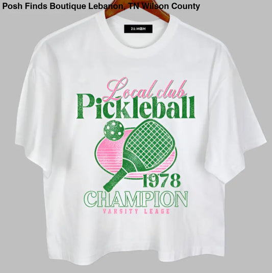Giving Local Club Pickleball League Graphic Crop Tee: WHITE - Posh Finds