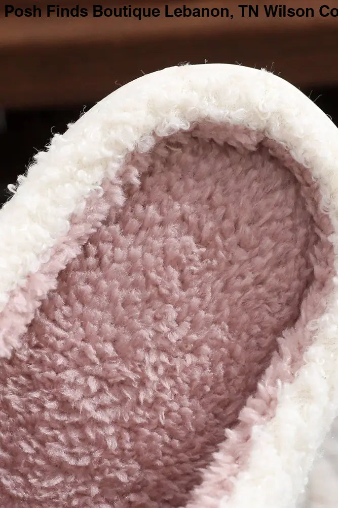 Glister Ribbon Bow Decor Contrast Liner Plush Slippers - Posh Finds