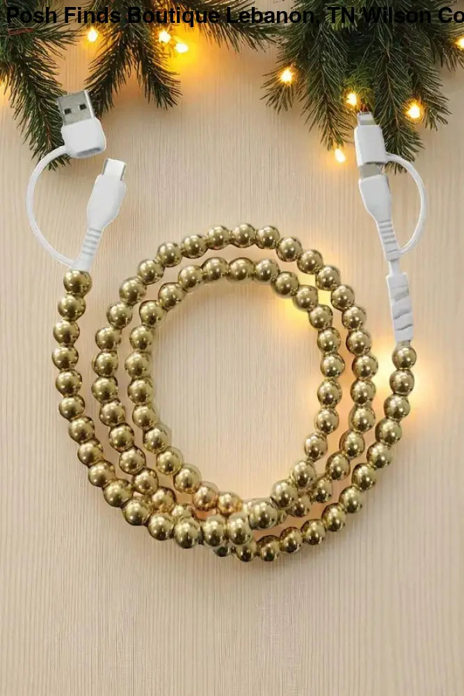 Gold Beaded Cord Phone Charge - Posh Finds