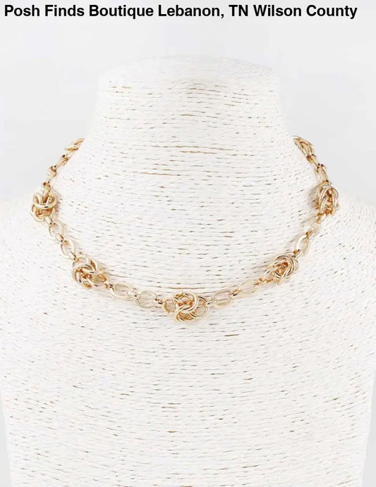 Gold Multi Link Chain Knotted Accent 16"-18" Necklace - Posh Finds