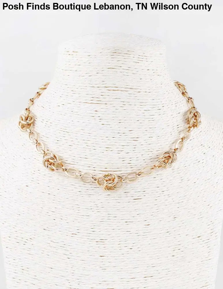 Gold Multi Link Chain Knotted Accent 16"-18" Necklace - Posh Finds