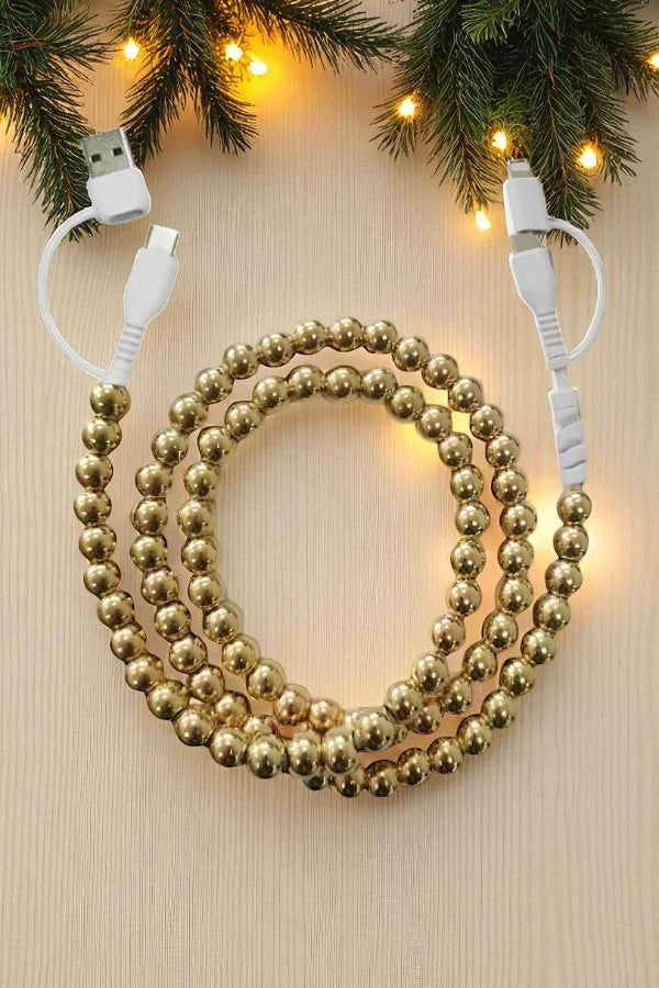 Gold Beaded Cord Phone Charge