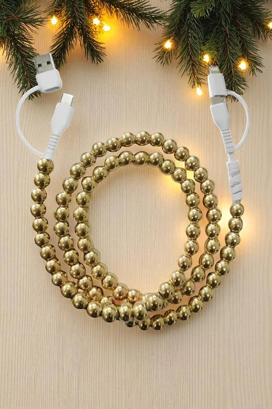 Gold Beaded Cord Phone Charge