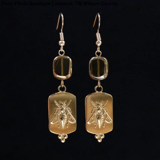 Golden Bee Relief Earrings - Posh Finds