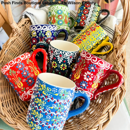 Hand Painted Coffee Mug, Ceramic Mug, Handmade Floral Mugs - Posh Finds