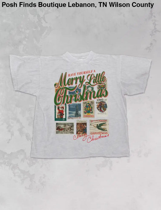Have a Merry Christmas, Stamps Oversized T-Shirt: Ash Gray - Posh Finds