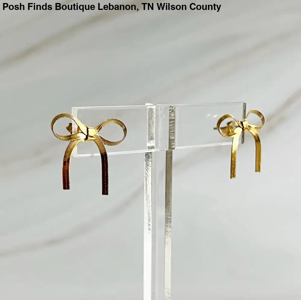 Herringbone Chain Bow Earrings - Posh Finds