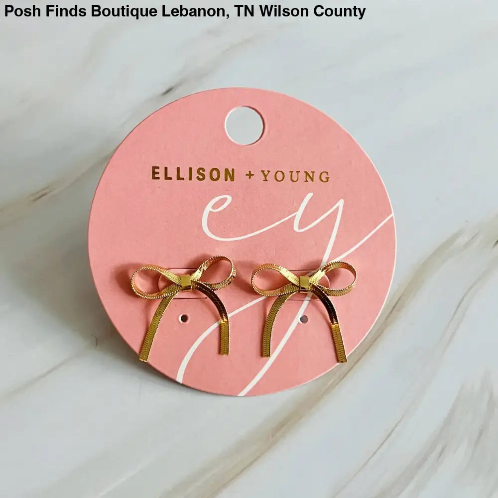 Herringbone Chain Bow Earrings - Posh Finds