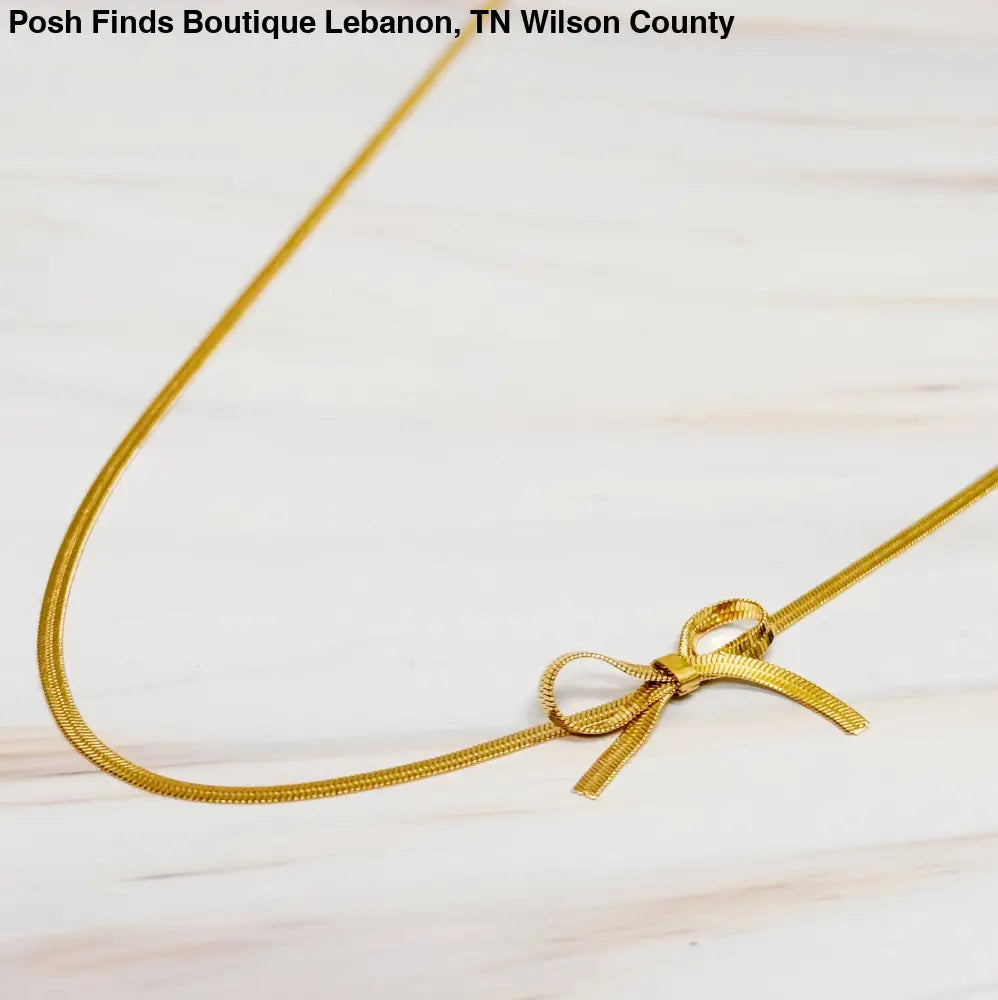 Herringbone Chain Bow Necklace - Posh Finds