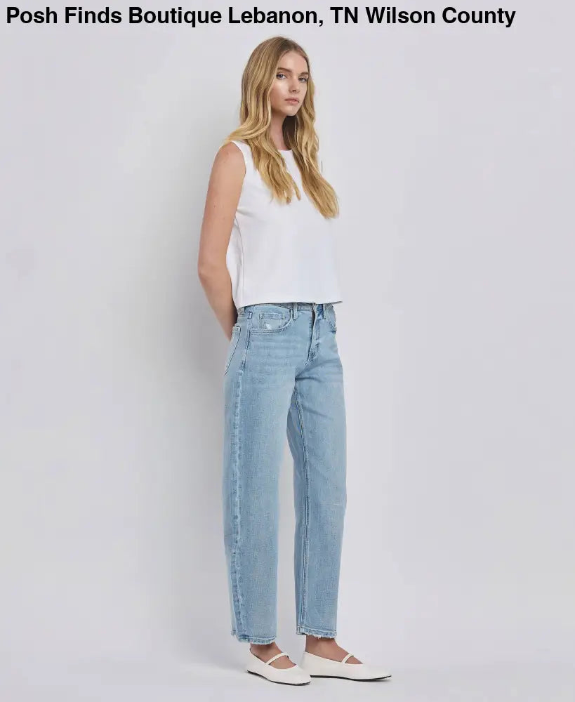 HIGH RISE BARREL LEG JEANS - Posh Finds