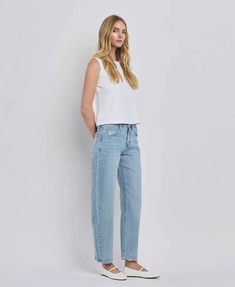 HIGH RISE BARREL LEG JEANS - Posh Finds